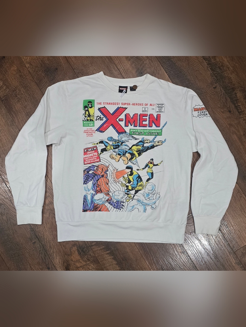 Marvel X-Men Vintage Comic Cover Sweatshirt - White with Multicolor Graphic